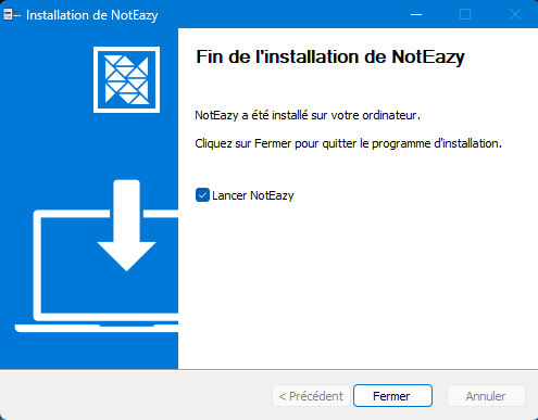 Fin de l'installation